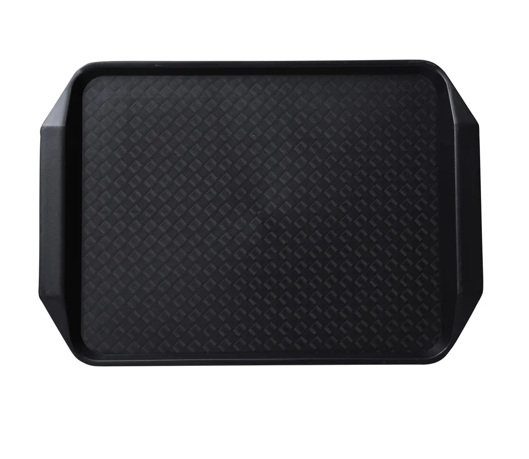 Yanco FT-803BL Fast Food Tray, Rectangular 17" x 12", Black Melamine Handle, Dishwasher Safe - Dozen