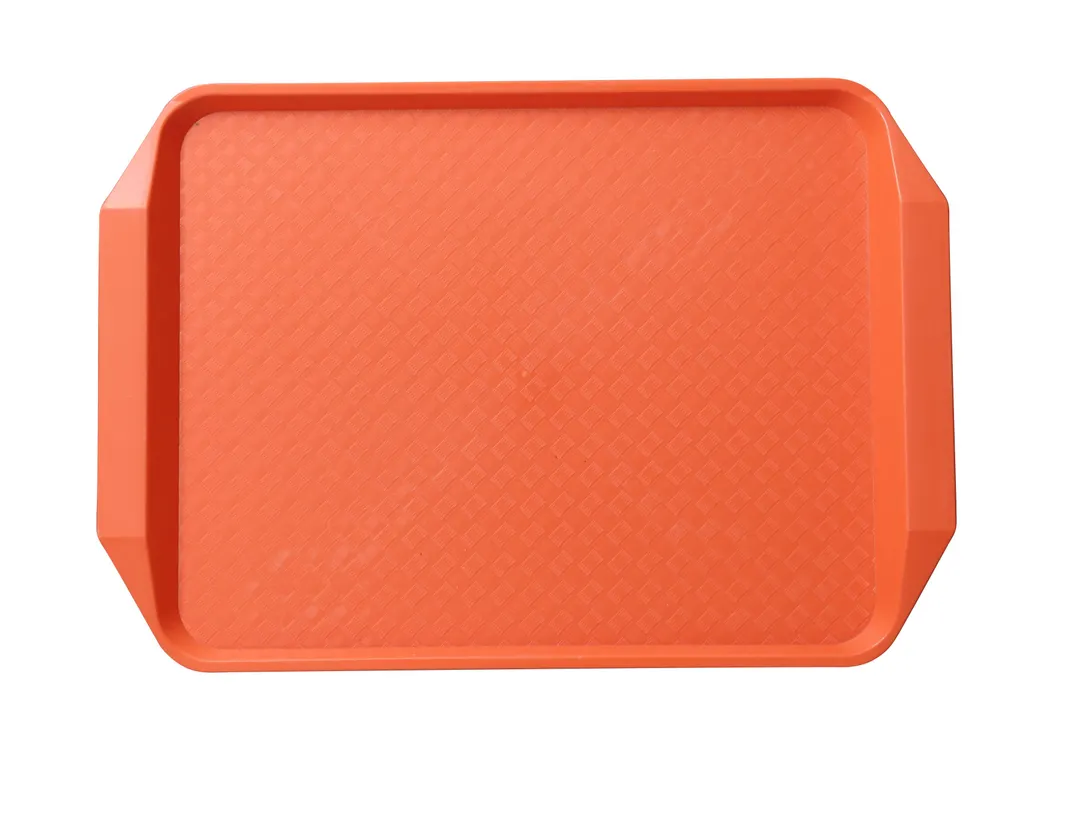 Yanco FT-803OR Food Tray, 17" x 12" Rectangular Melamine Orange, Handle, Dishwasher Safe - Dozen