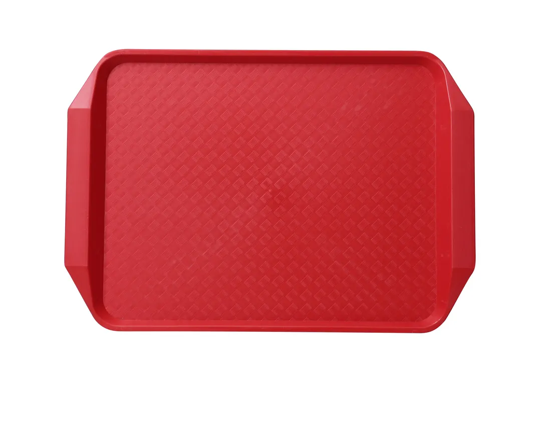 Yanco FT-803RD Fast Food Tray, Rectangular 17" x 12" Melamine Red Handle - Dozen