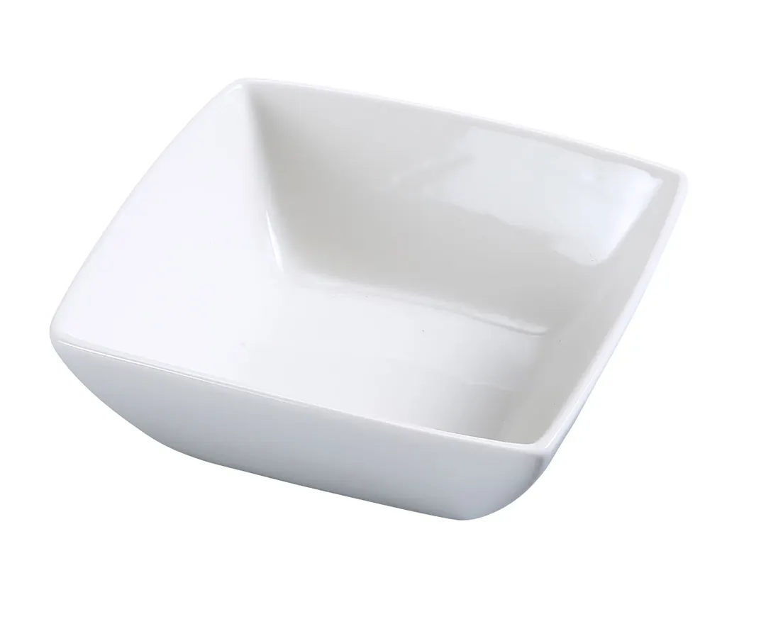 Yanco FU-004 - 8 Oz Bone White Square Porcelain Bowl, 4" Square, Dishwasher Safe - Dozen