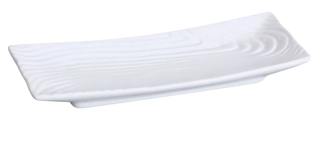 Yanco FU-2108 Sushi Plate, Rectangular 8" x 3-1/8" Porcelain, White, Dishwasher Safe - Dozen