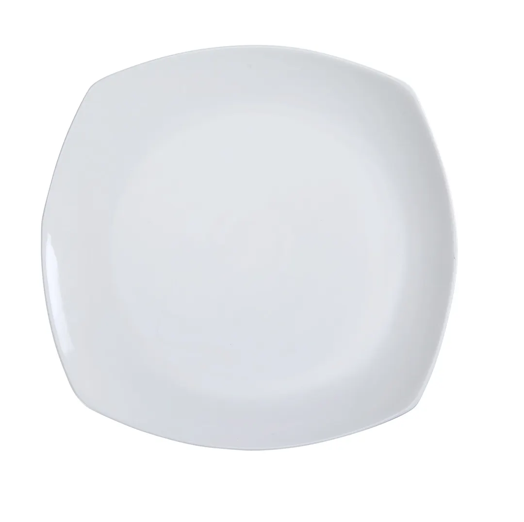 Yanco FU-312 Fuji Square Plate, 12" x 12" Bone White Porcelain, Flat Edge, Microwave Safe - Dozen