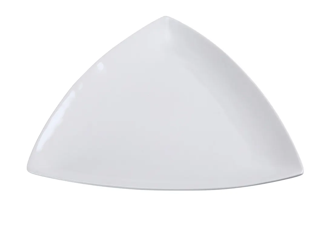 Yanco FU-410 Fuji Plate – 10" x 10" Triangular Coupe Rim Porcelain Bone White - Dozen