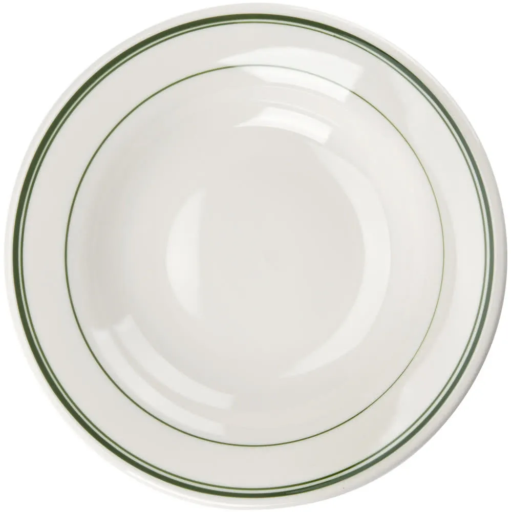 Yanco GB-105 - Green Band Ceramic Pasta Bowl, 10-1/2" Dia, 16 oz, Dishwasher Safe, White - Dozen