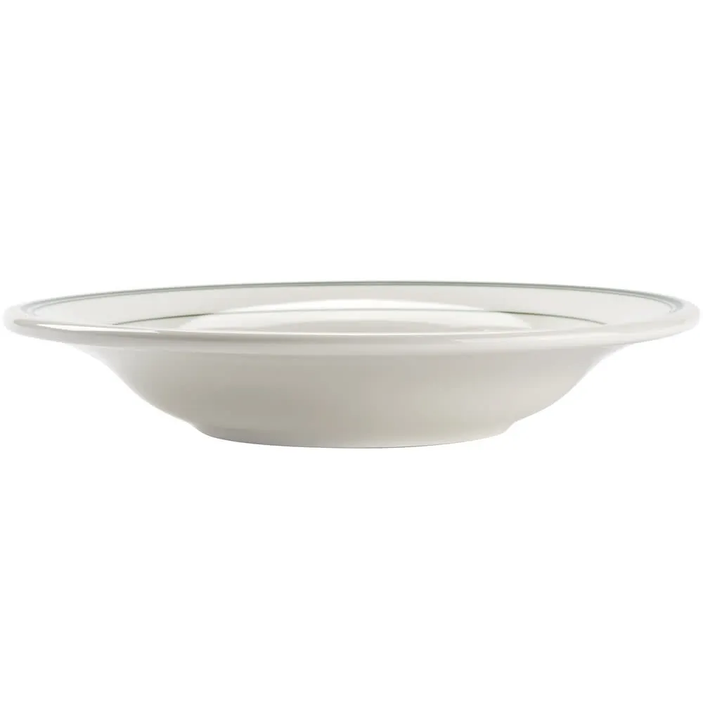 Yanco GB-3 - Green Band Soup Bowl, 9" , 10 oz, Round Ceramic, American White - Dozen