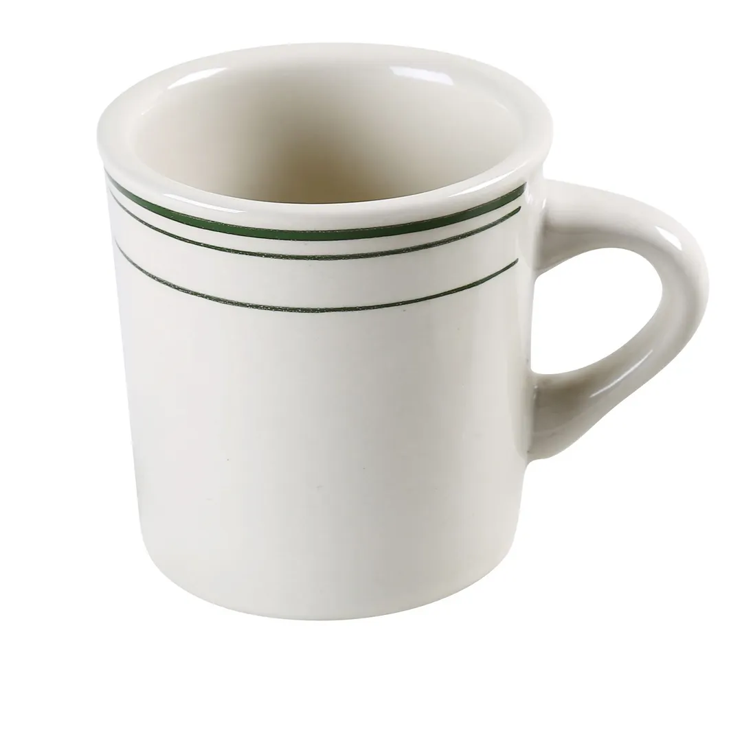 Yanco GB-38 Green Mug, 8 oz (3-1/8" Dia. x 3" H), Ceramic, Dishwasher & Microwave Safe - Dozen