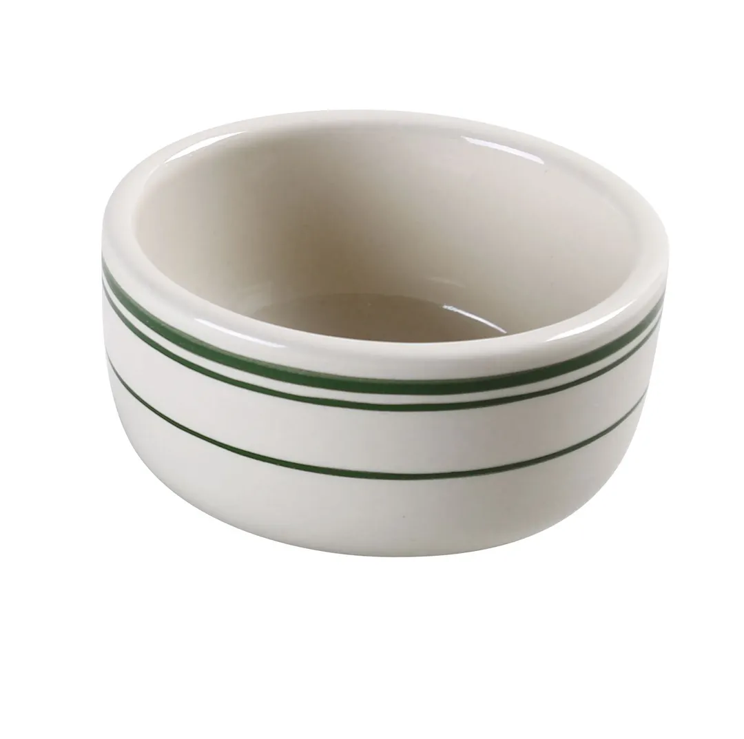 Yanco GB-95 Green Jung Bowl, 4" Diameter, 9.5 Oz, Round Ceramic White - Dozen