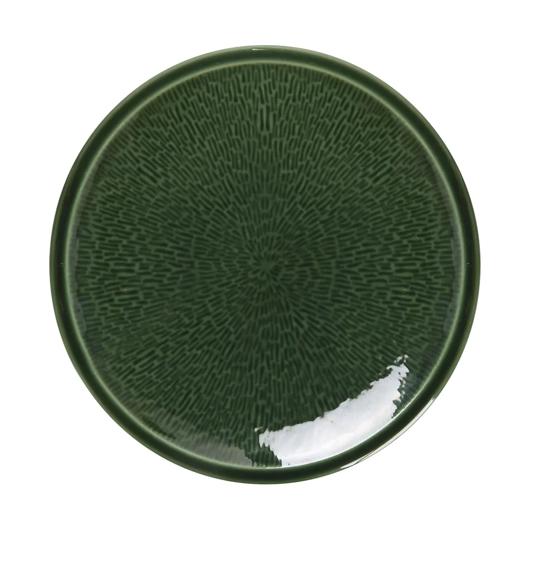 Yanco GG-108 Green Gem 8" Round Deep Rim Porcelain Plate, Dishwasher Oven Microwave Safe - Dozen