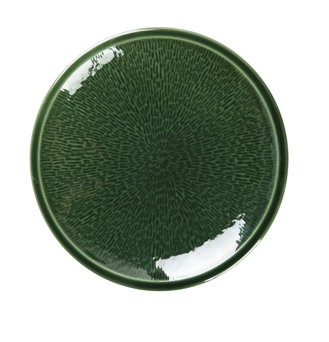 Yanco GG-110 Green Gem Round China Plate, 10" Diameter, Porcelain, Rolled Edge Coupe Rim - Dozen