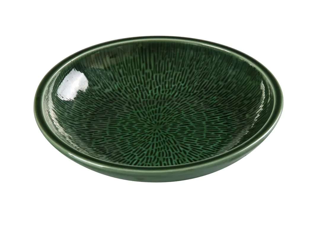 Yanco GG-610 - 10" Green Glazed Porcelain Round Salad Bowl, 30 oz, Microwave Safe - Dozen