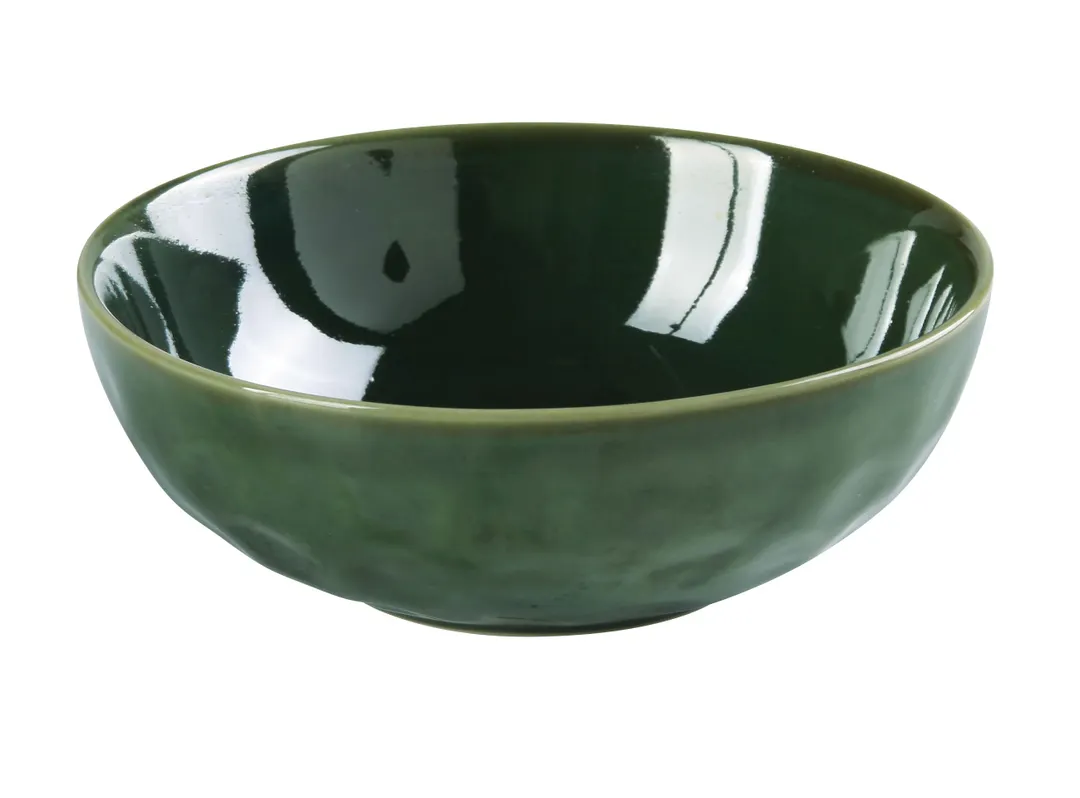 Yanco GG-807 - 28 Oz Green Glazed Porcelain Salad Bowl, 7" Diameter, 2¼" Deep, Round - Dozen