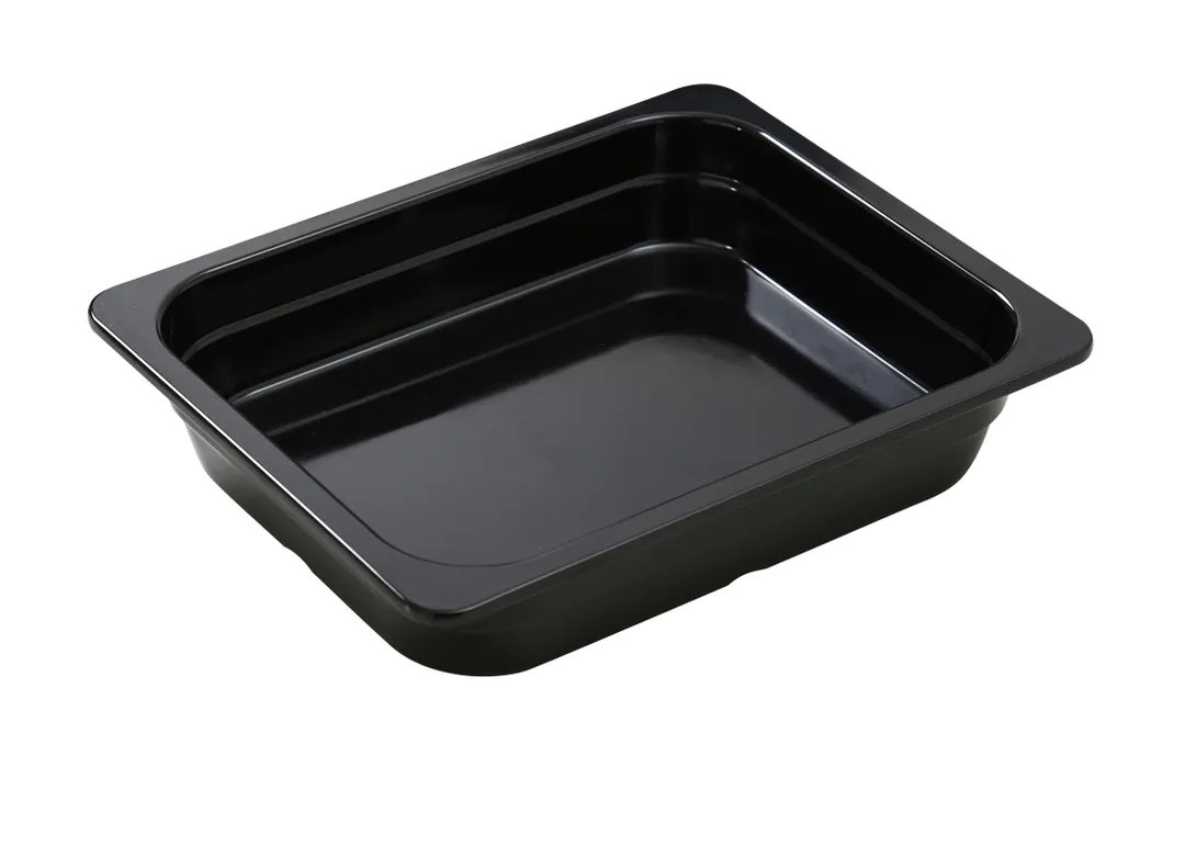 Yanco GN-212BK 1/2 GN Pan, 2.3L, 12-4/5" L x 10-7/16" W x 2-9/16" H Melamine Black, Dishwasher Safe