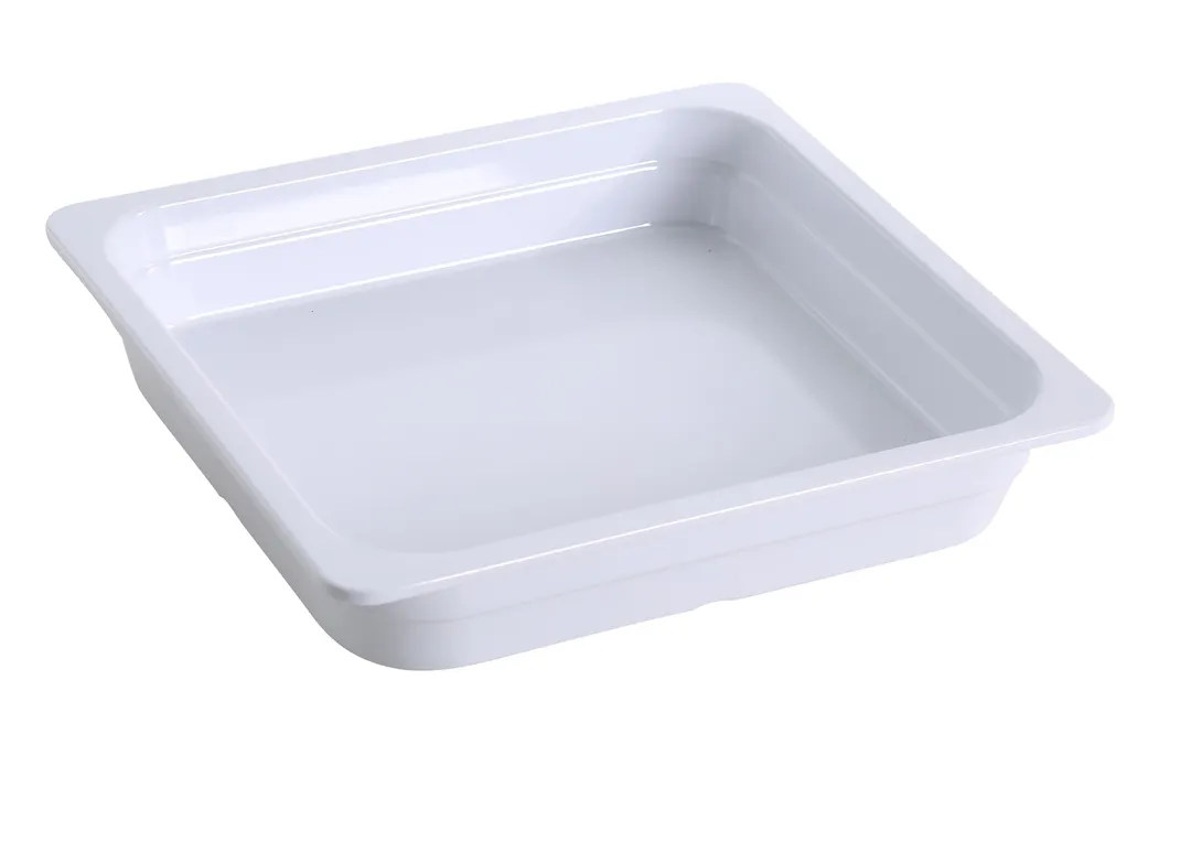 Yanco GN-313 2/3 GN Food Pan, 13-15/16" L x 12-4/5" W x 2-9/16" H, Melamine, White, Dishwasher Safe