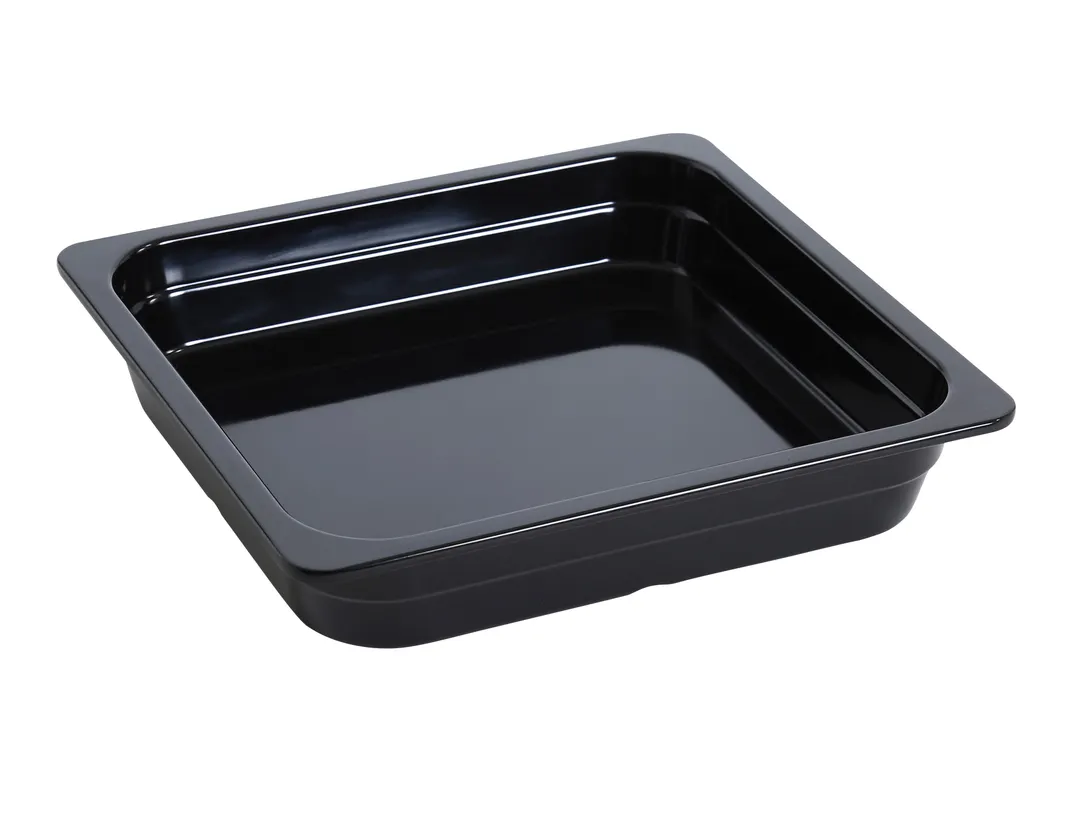 Yanco GN-313BK 2/3 GN Food Pan, 13-15/16"L X 12-4/5"W X 2-9/16"H, Black Melamine, Dishwasher Safe
