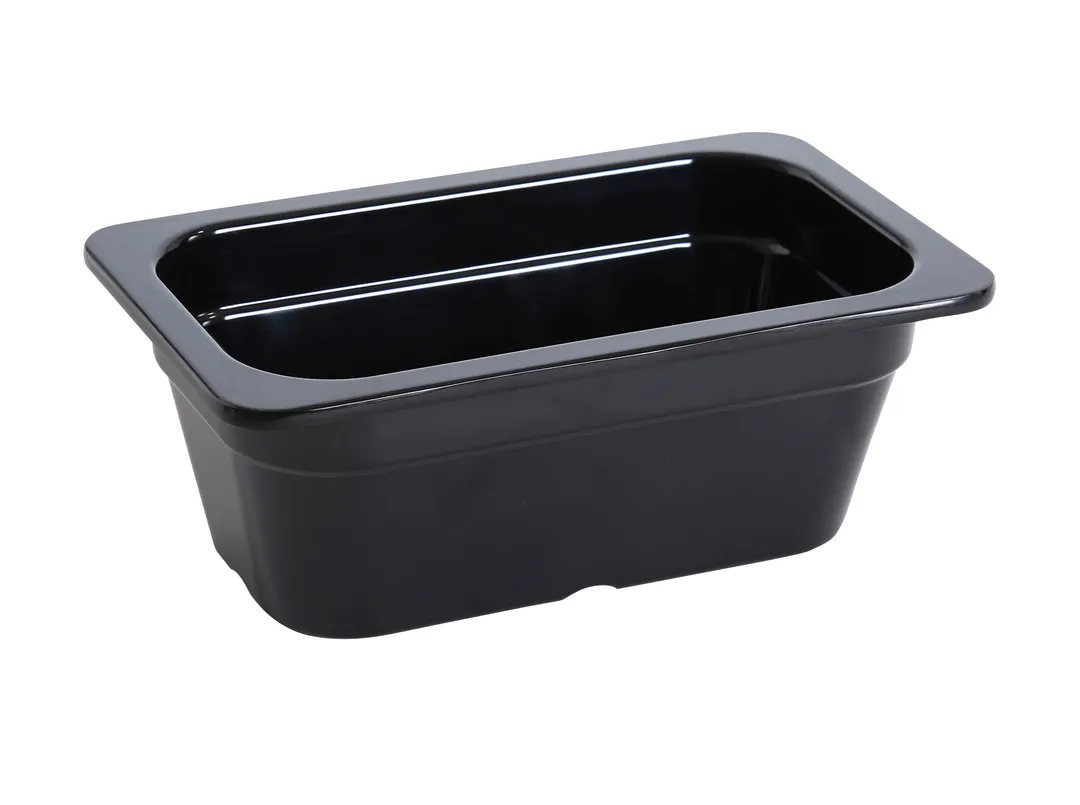 Yanco GN-611BK 1/4 GN Pan, 1.5L, 10-7/16" L x 6-3/8" W x 3-15/96" H, Melamine, Black, Dishwasher Safe