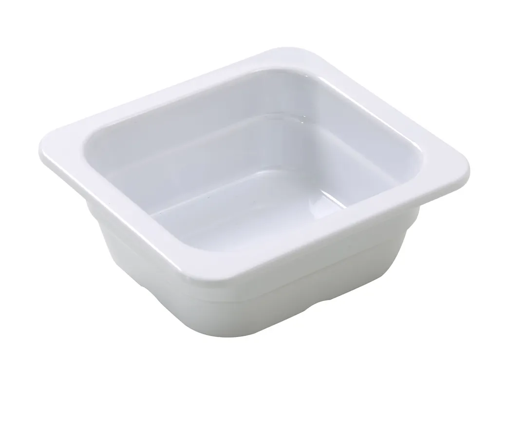 Yanco GN-706 1/6 GN Food Pan, 6-15/16" L x 6-3/8" W x 2-9/16" H, White Melamine, Dishwasher Safe