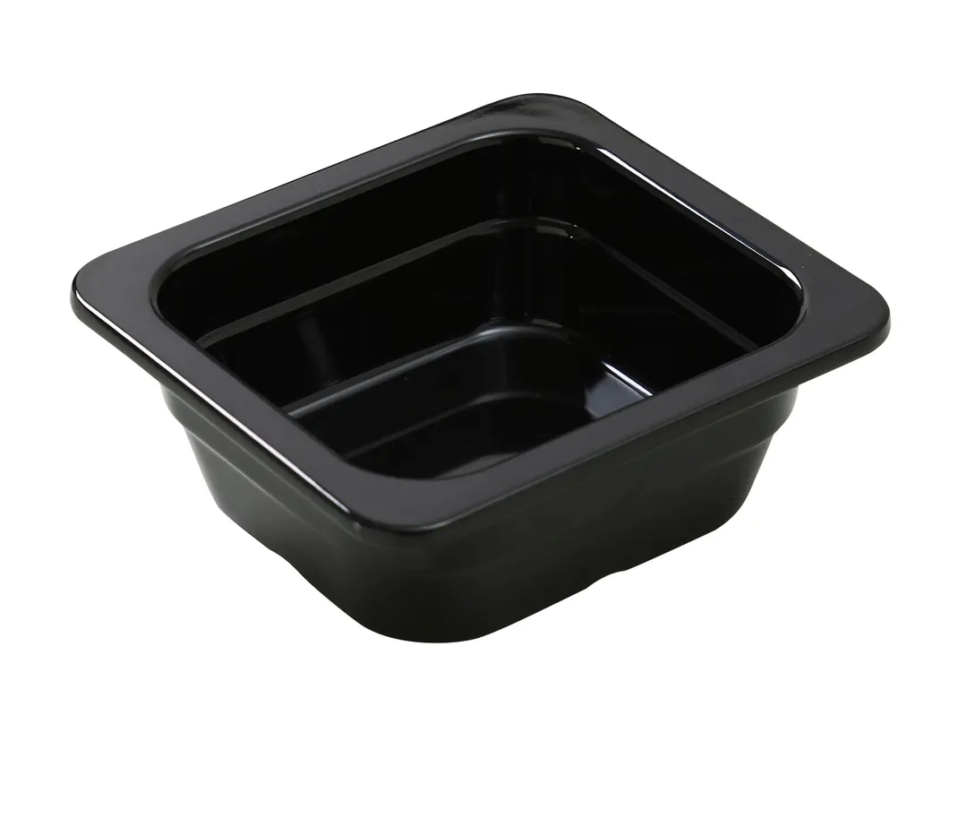 Yanco GN-706BK - 1/6 GN Food Pan, 6-15/16" L x 6-3/8" W x 2-9/16" H, Melamine Black, Dishwasher Safe