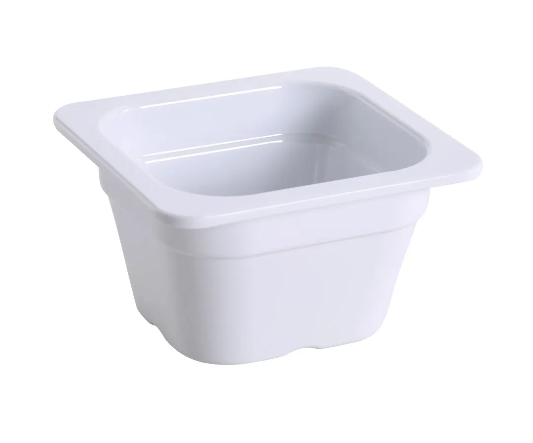 Yanco GN-707 GN 1/6 Pan, 0.9L, 6-15/96" W x 6-3/8" D x 3-15/96" H, White Melamine, Dishwasher‑Safe