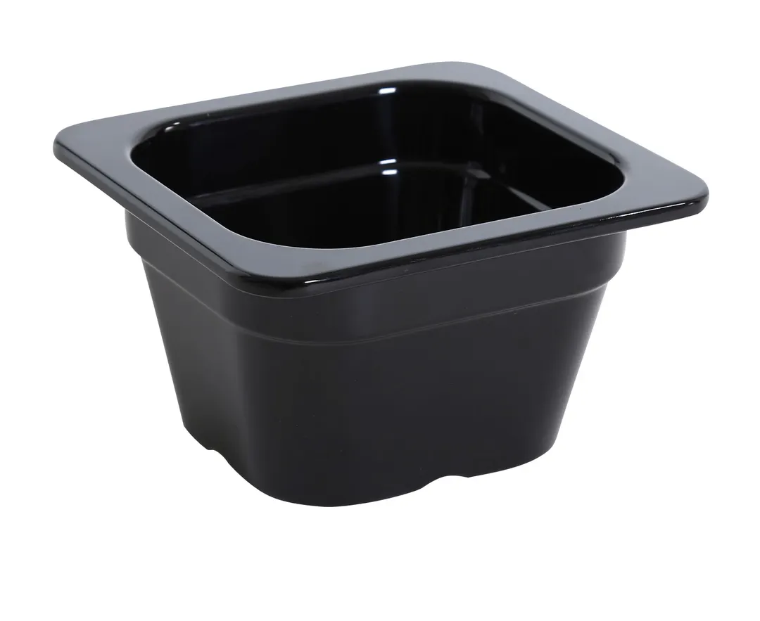 Yanco GN-707BK 1/6 GN Food Pan, 0.9L, 6-15/16"L x 6-3/8"W x 3-15/16"H, Black Melamine