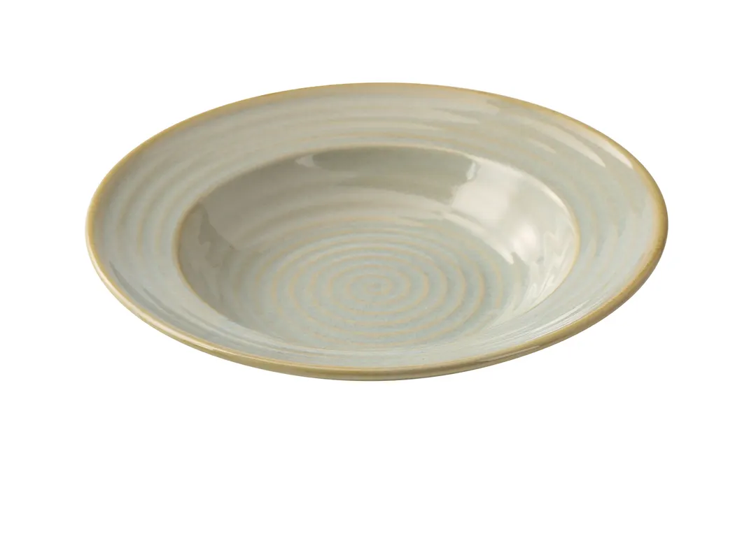 Yanco GO-408 Soup Plate 8" Dia x 1-5/8" H 8.5oz Porc Round Curved Edge Wide Gold Rim Safe - Dozen