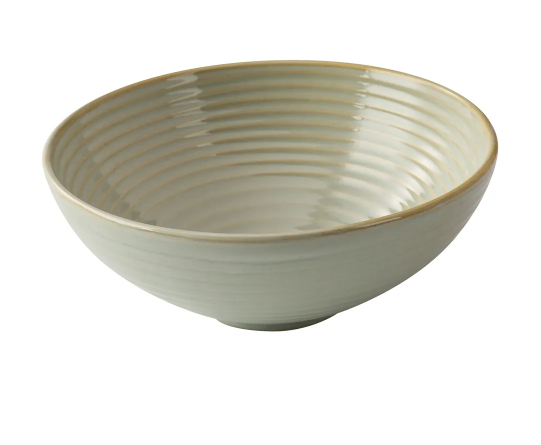 Yanco GO-509 Serving Bowl, 9-1/2" x 3-1/2", 67 oz Porcelain, Earthy Tone With Golden Rim - Dozen
