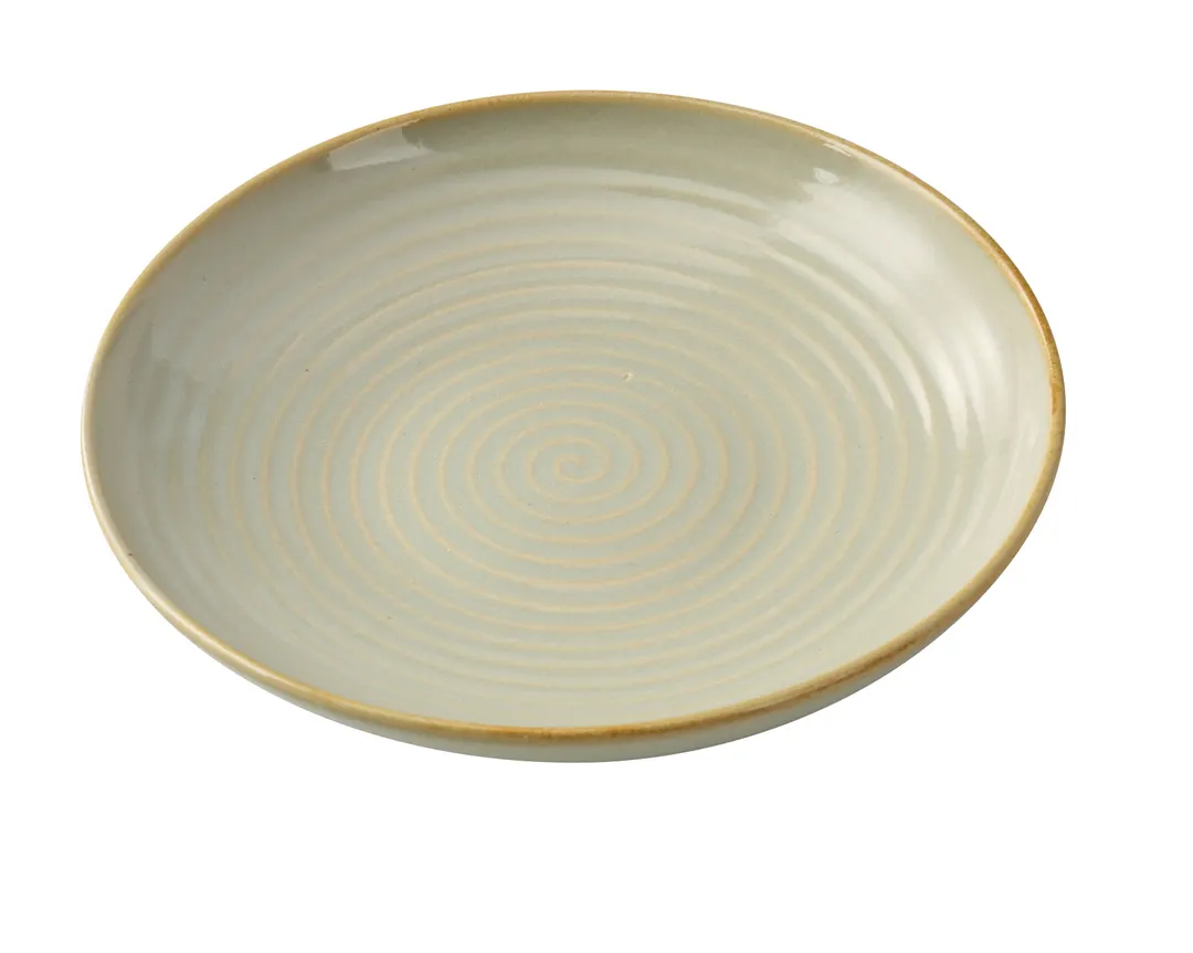 Yanco GO-608 - 8" Round Porcelain Salad Bowl, 12 oz, Earthy Tone with Golden Rim - Dozen