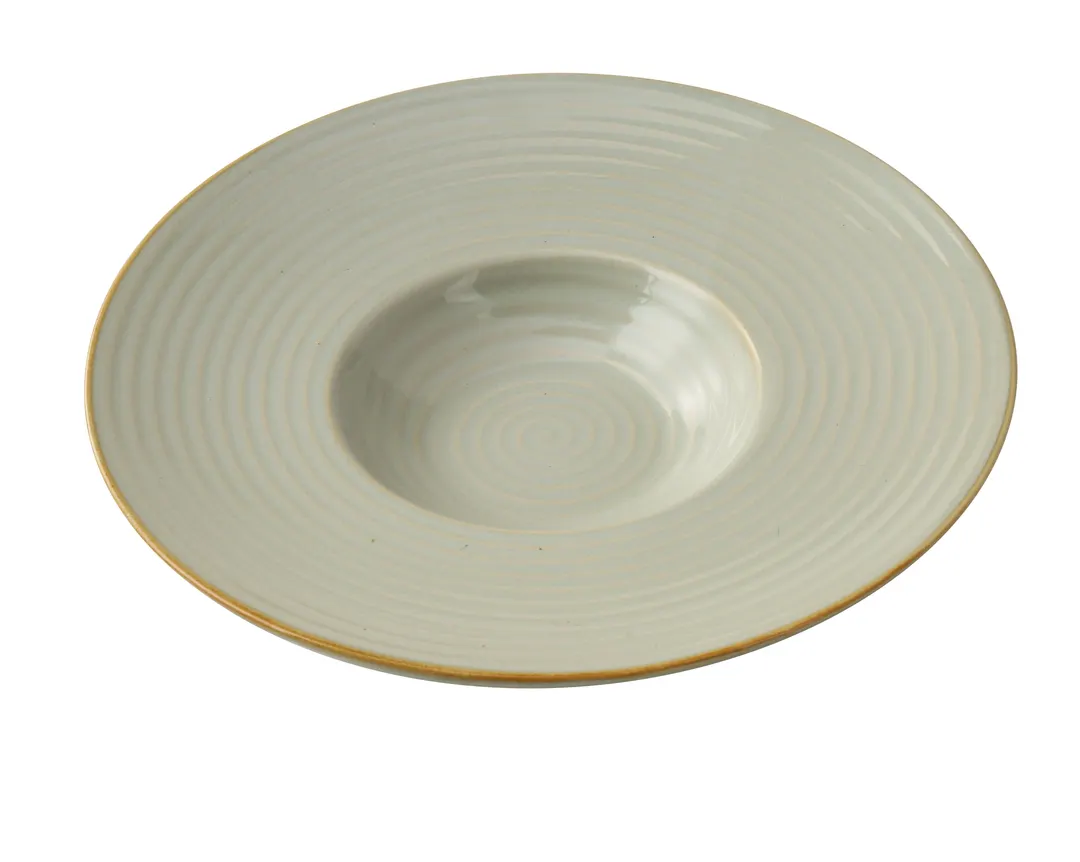 Yanco GO-712 Dessert Plate, Round, 12" Dia x 2" H, 12 oz Porcelain, Curved Edge, Wide Rim - Dozen