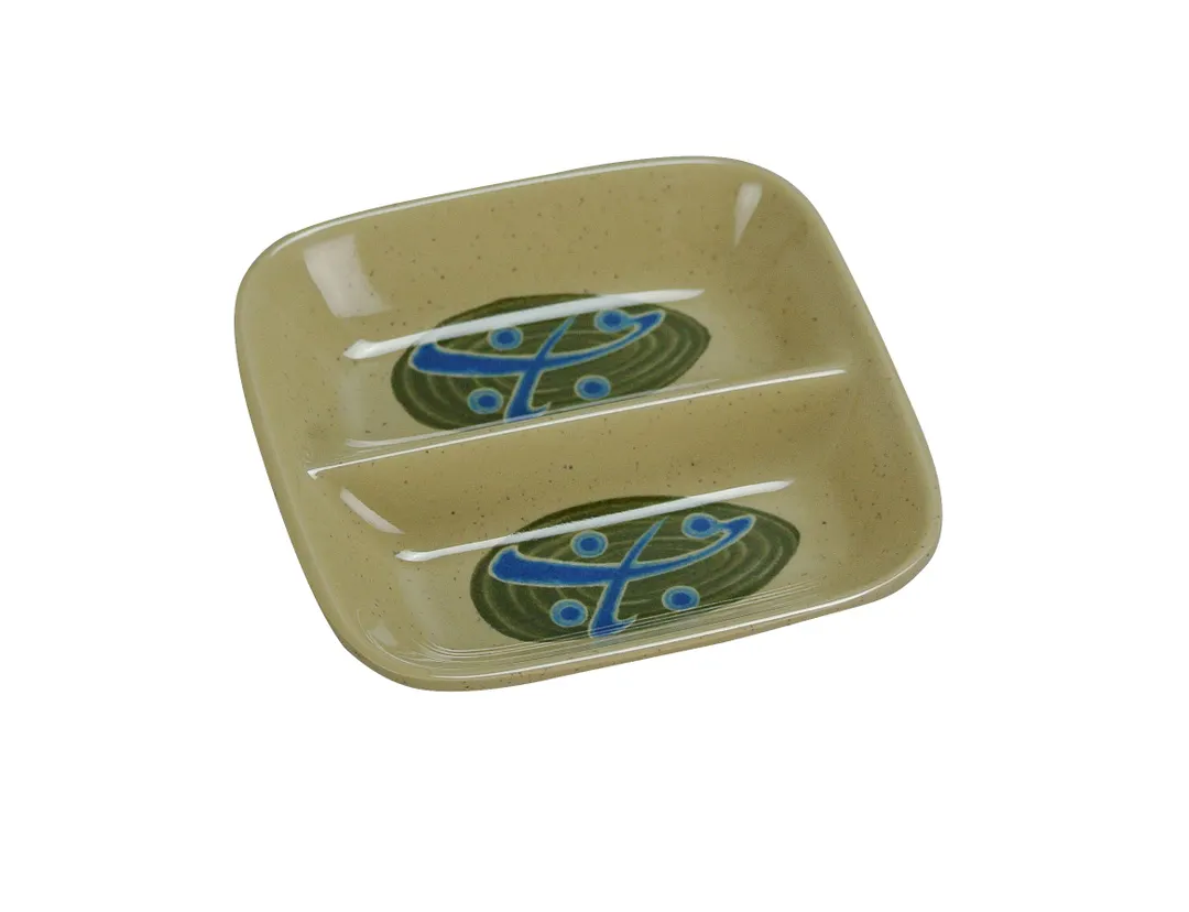 Yanco JP-0001 Japanese Divided Sauce Dish, 2 oz (¼ qt) 3‑1/2" Melamine, Dishwasher Safe - Dozen