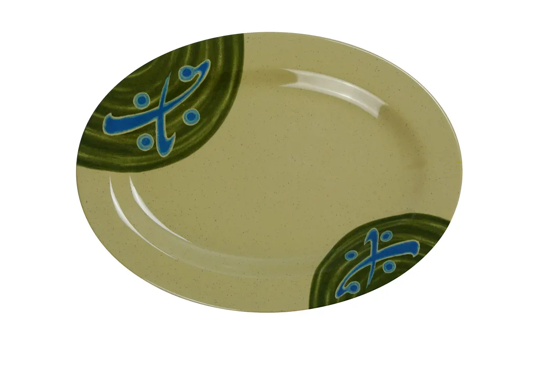 Yanco JP-2012 - Japanese Oval Plate 12" x 9" (10"-12" Dia), Melamine Dishwasher Safe - Dozen