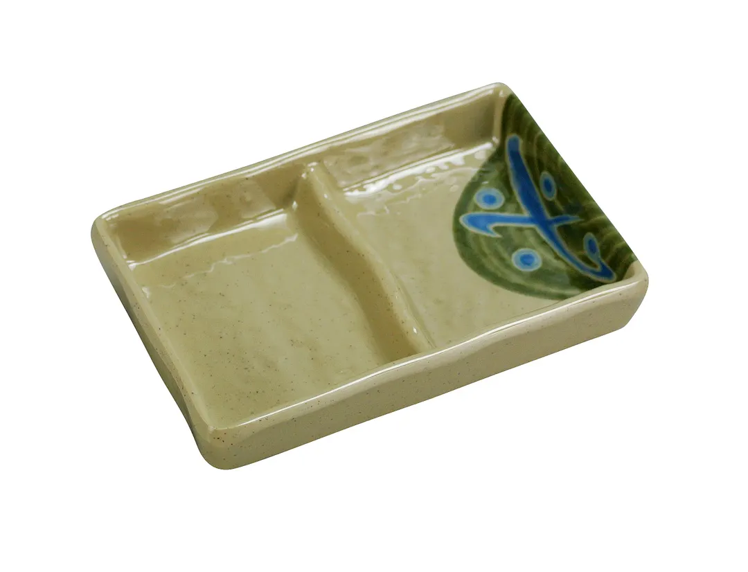 Yanco JP-4031 Melamine Sauce Dish, 5" x 3-1/2" 2-Compartment, 2-1/2 oz, Dishwasher Safe - Dozen