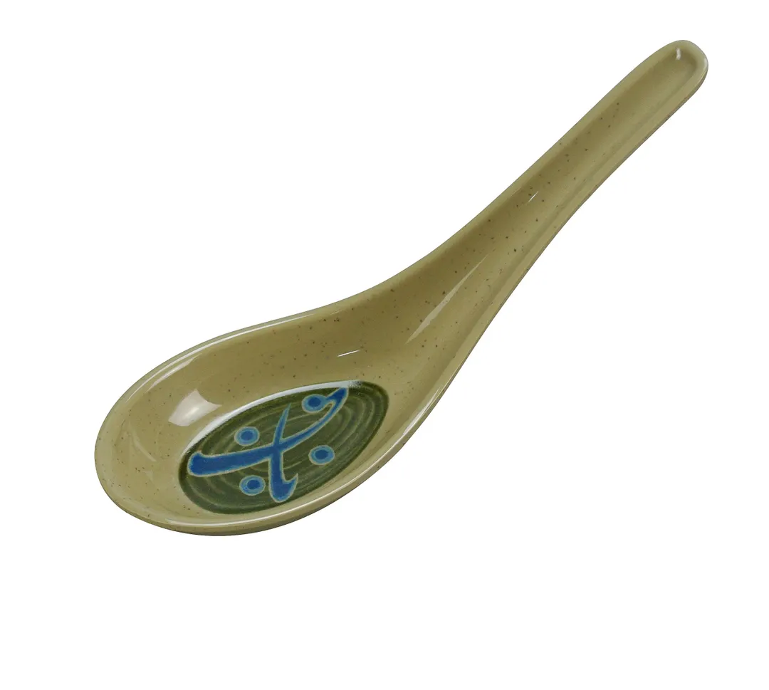 Yanco JP-7001 Japanese Soup Spoon, 5-1/2" Length, Melamine Construction, Dishwasher Safe - Dozen