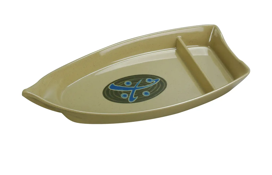 Yanco JP-8005 Japanese Sushi Boat, 12" Boat‑Shaped Melamine, Dishwasher Safe - Dozen