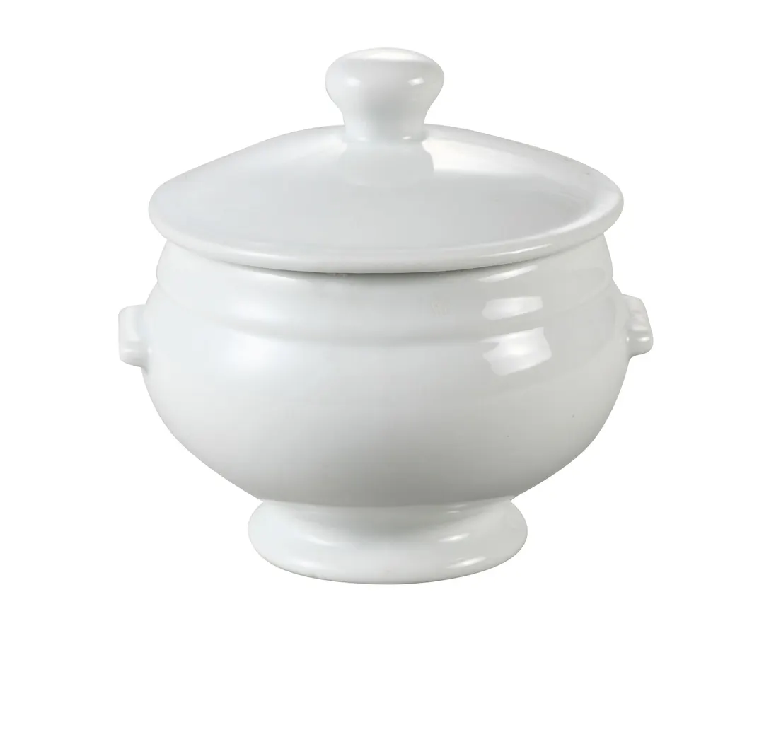 Yanco LB-12-L Soup Tureen, 12 Oz Bouillon, 4-3/8" Dia. X 3" H Porcelain Lid Microwave Safe - Dozen