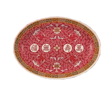 Yanco LG-2016 - Asian Dinnerware Longevity Plate, 16" Oval Melamine, Dishwasher Safe - Dozen