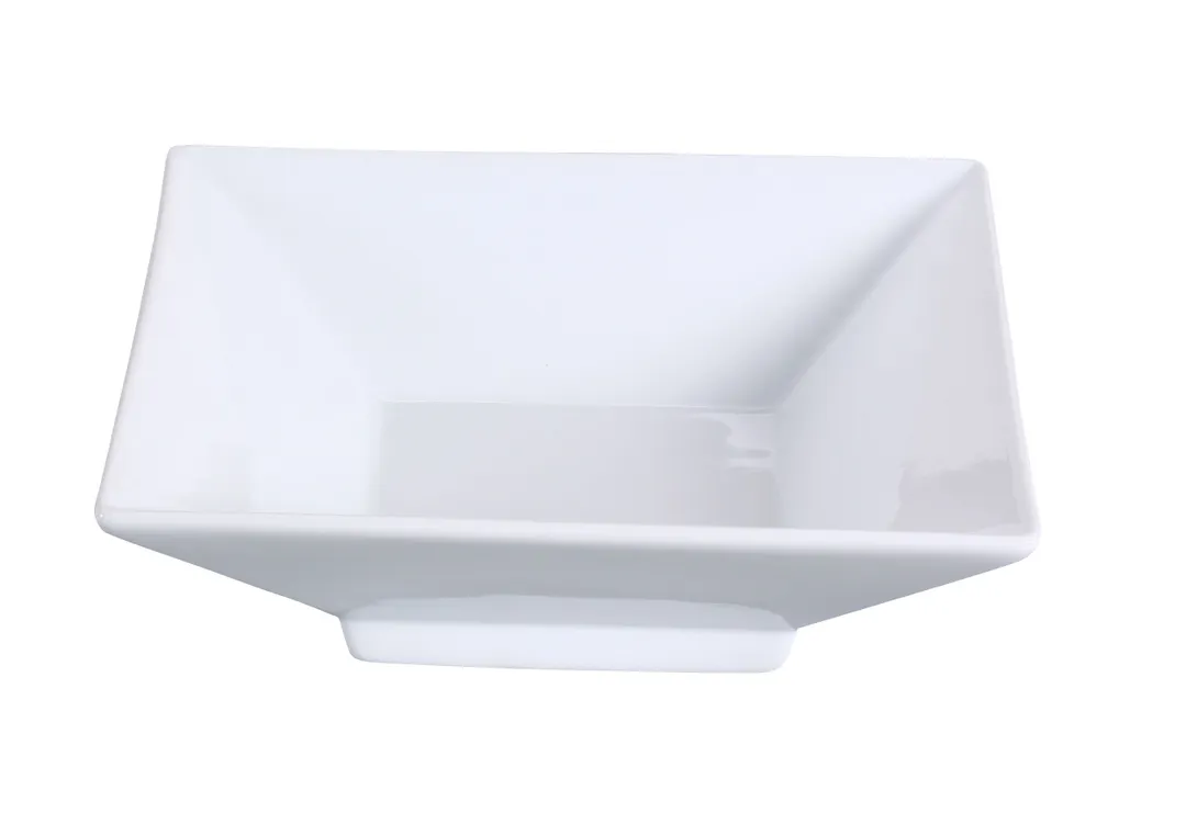 Yanco LK-407 - 12 Oz Bone White Square China Bowl 7-1/4" x 7-1/4", Dishwasher Safe - Dozen