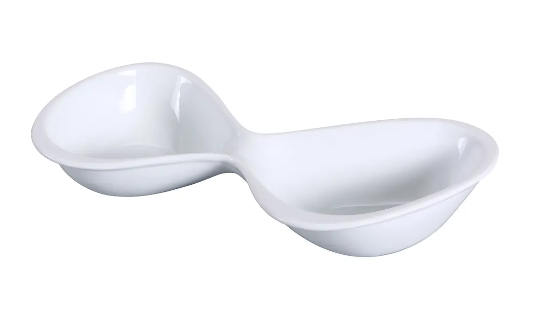 Yanco LK-710 Lion King Double Bowl, 4 Oz Each, 10-1/4" Bone White China, Dishwasher Safe - Dozen