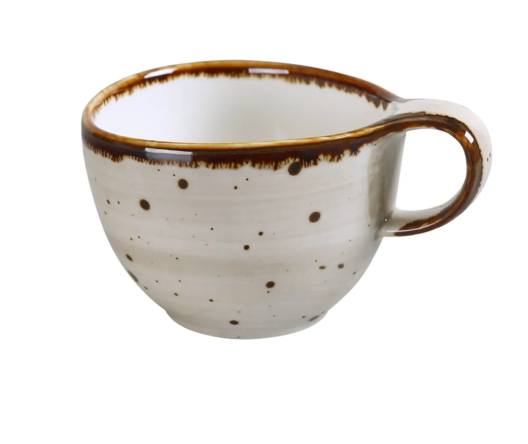 Yanco LY-001 - Lyon 7 Oz Coffee Cup (4"×2-5/8" H), Speckled Porcelain, Dishwasher Safe - Dozen