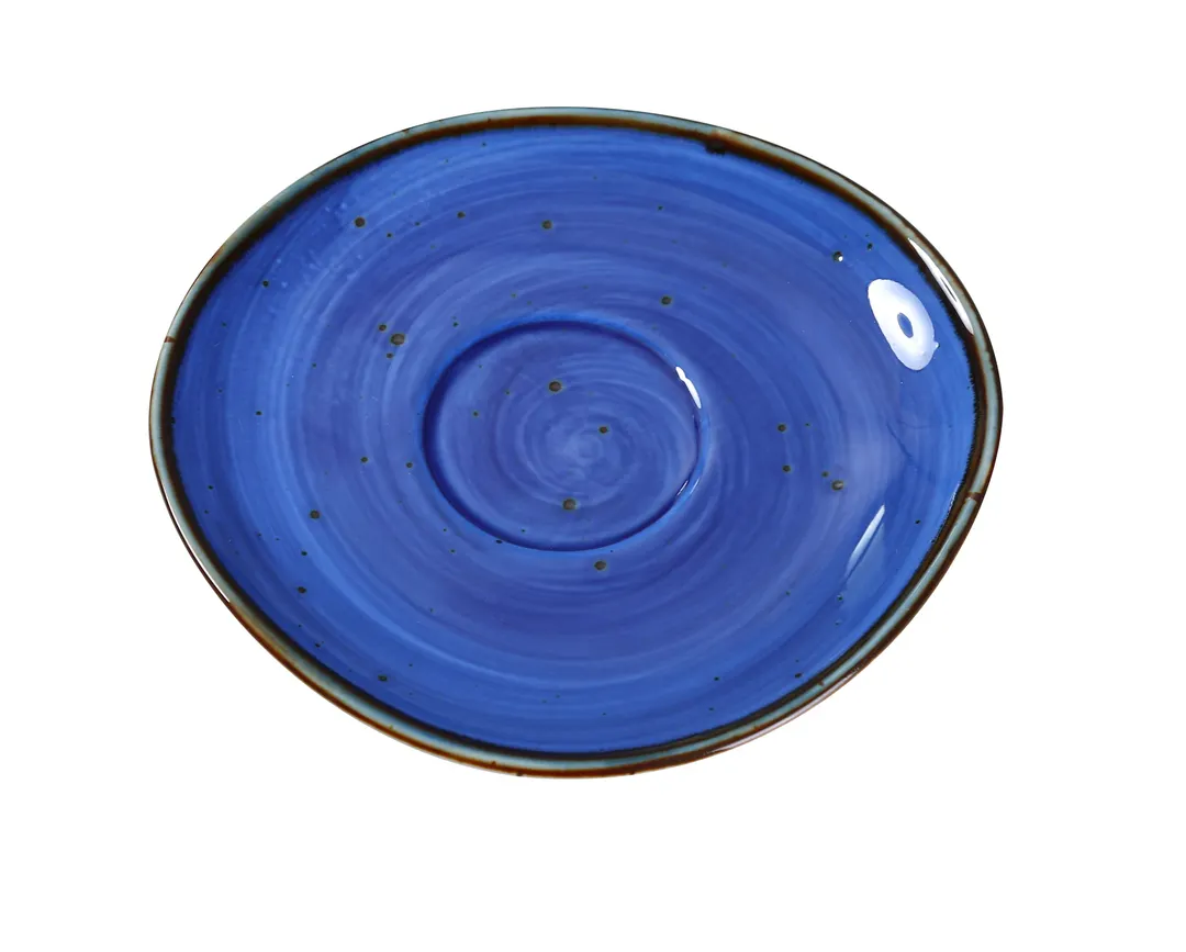 Yanco LY-002BU Lyon Saucer, 6.5" x 0.75" Porcelain, Blue Glazed, Dishwasher Safe - Dozen