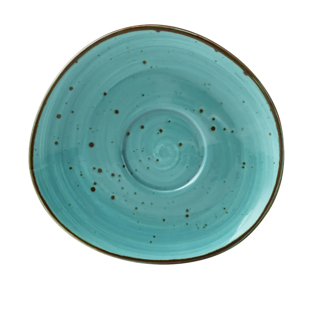 Yanco LY-002TQ - Turquoise Porcelain Freeform Saucer, 6‑1/2" x 3/4" Glazed Dishwasher Safe - Dozen