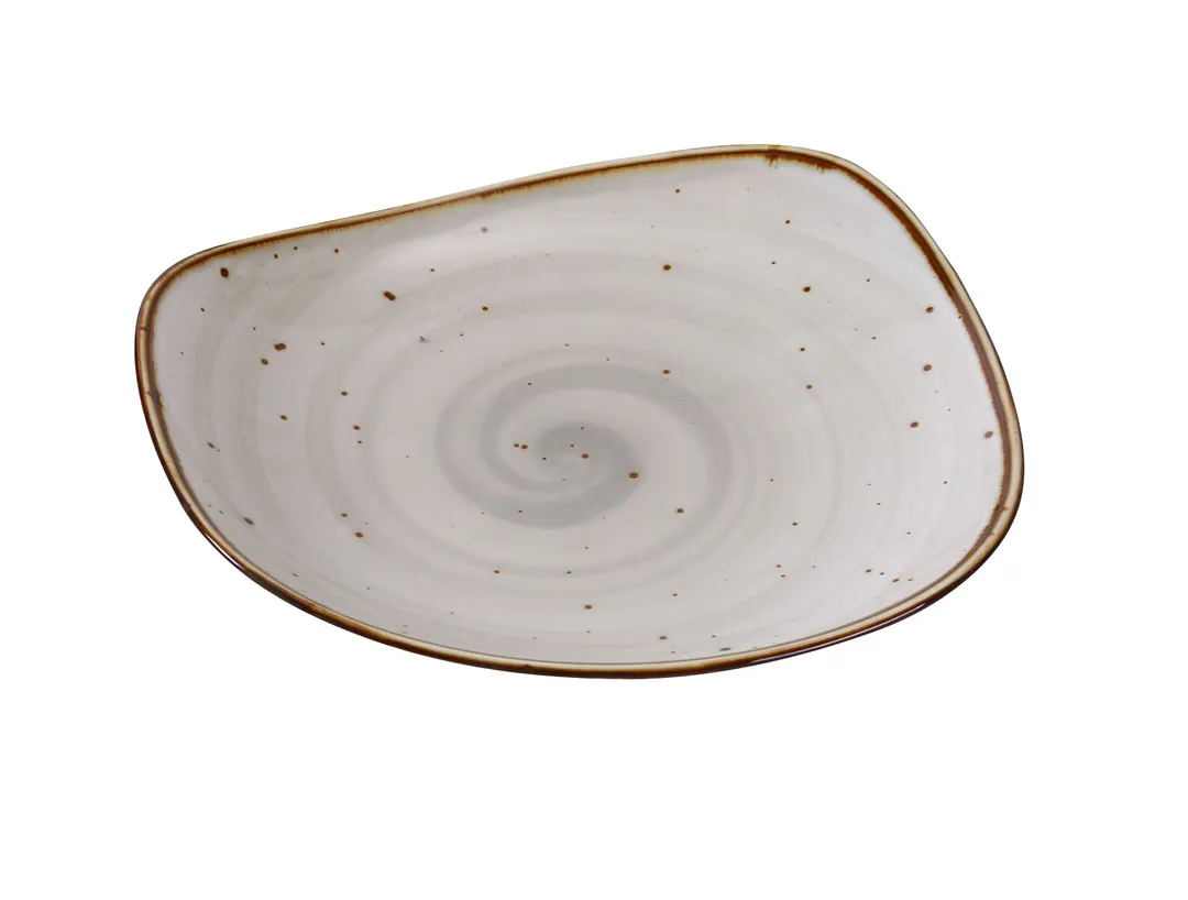 Yanco LY-109 - Porcelain Plate, 8-3/4" x 1-3/8" Brown Speckled, Dishwasher Safe - Dozen