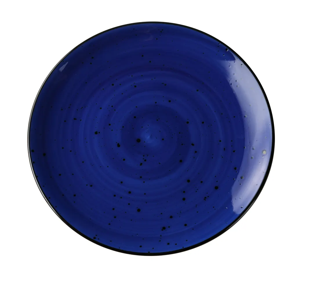 Yanco LY-1107BU Lyon Plate – 7-1/4" Dia x 3/4" H, Round Coupe, Blue Porcelain, Dishwasher - Dozen