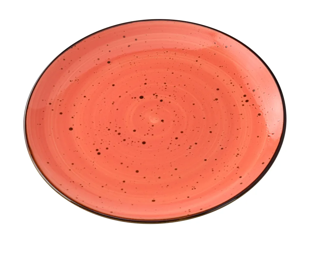 Yanco LY-1107CR - 7-1/4" Dia x 3/4" H Round/Porcelain Plate Coral Glazed Coupe Rim Curved - Dozen