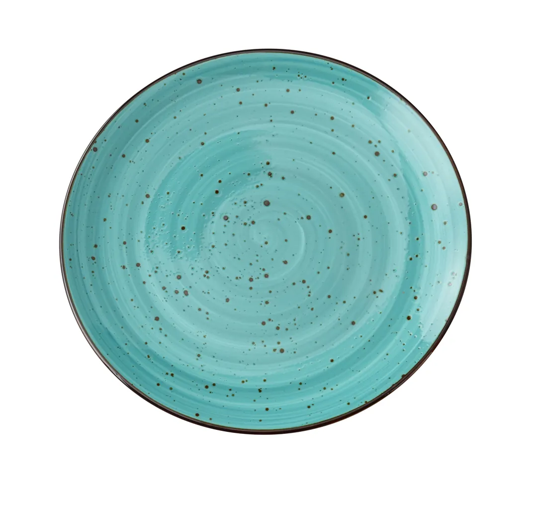Yanco LY-1107TQ Plate – 7-1/4" Dia x 3/4" H, Coupe Rim, Curved Edge, Turquoise Porcelain – Dozen