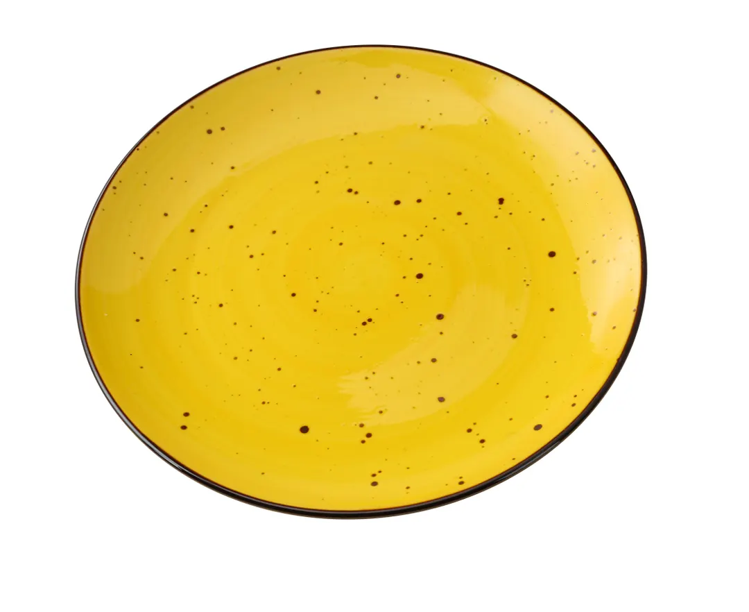 Yanco LY-1110YL - 10-1/4" x 1" Rnd Yellow Porcelain Plate with Curved Edge Coupe Rim Glazed - Dozen