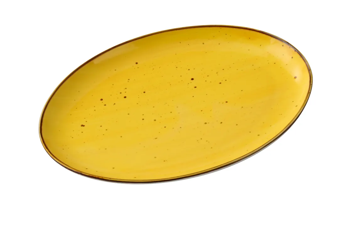 Yanco LY-2108YL Lyon Oval Platter, 8" x 5½" x ¾" Porcelain Yellow Glazed, Dishwasher Safe - Dozen