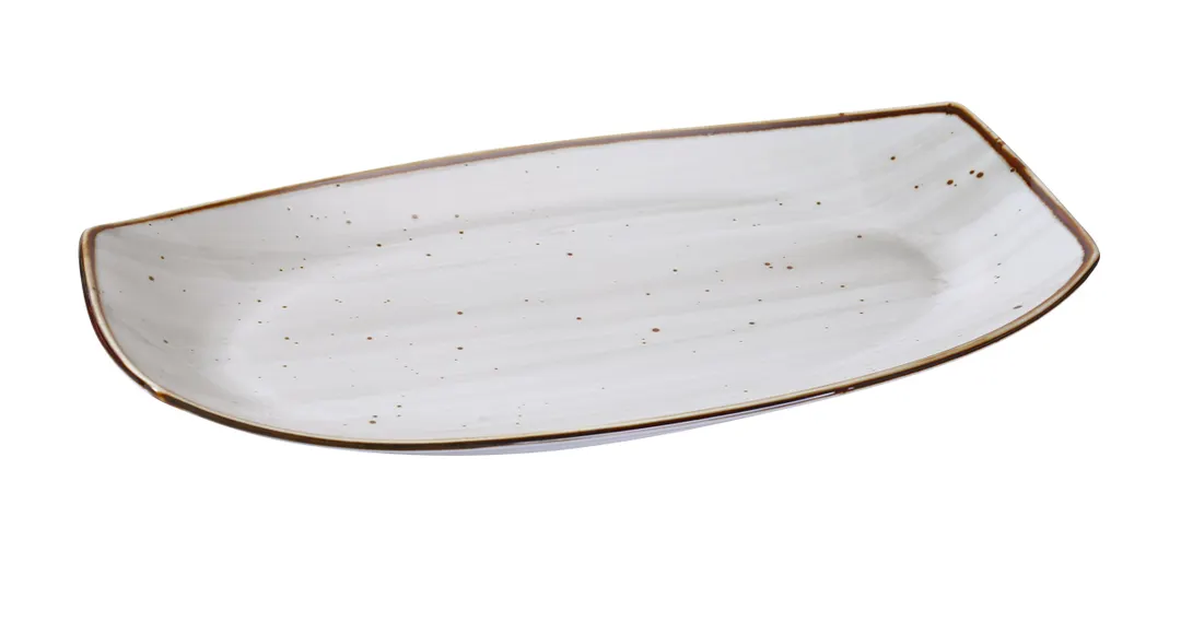 Yanco LY-215 Lyon Rectangular Porcelain Plate, Speckled, 15" x 8½" x 1⅝" Dishwasher Safe - Dozen