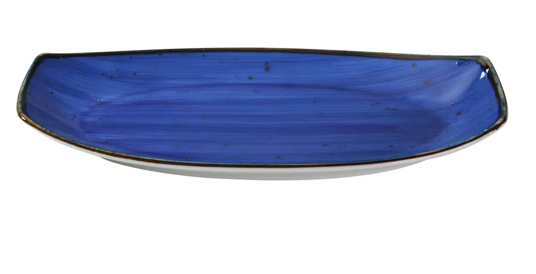Yanco LY-215BU - Rectangular Blue Porcelain Plate, 15"x8-1/2"x1-5/8", Microwave Safe - Dozen