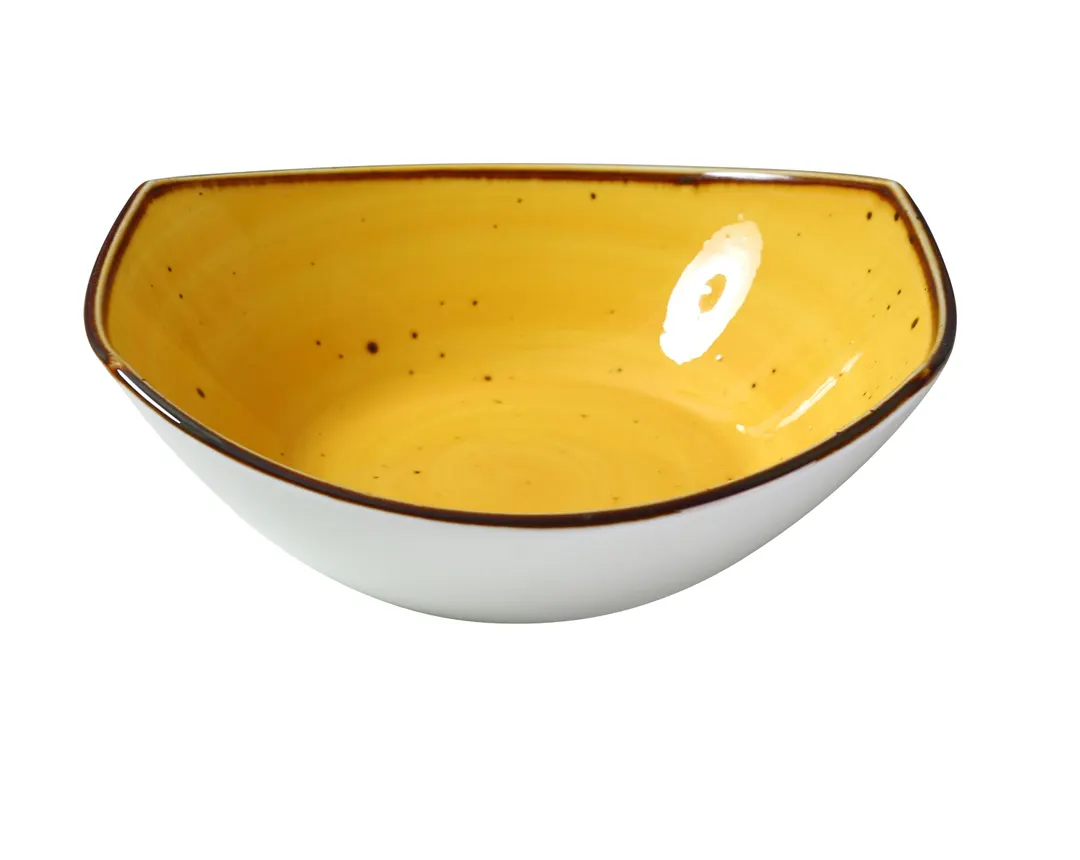 Yanco LY-307YL - 7" Yellow Free‑Form Porcelain Soup Plate, 15 oz, Glazed - Dozen