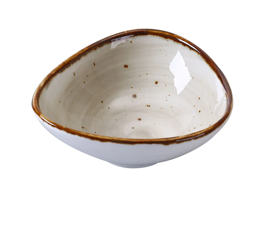 Yanco LY-404 - Lyon Sauce Bowl 5 oz (4-3/4"L×4-3/8"W×1-5/8"H), Brown Porcelain, Safe - Dozen