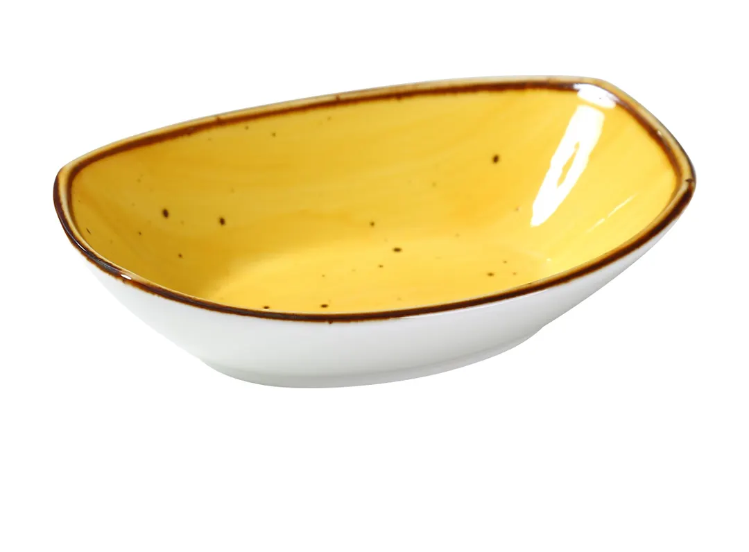 Yanco LY-405YL - Oval 5‑Oz Yellow Porcelain Bowl, 5½" L x 3¾" W, Glazed, Dishwasher Safe - Dozen